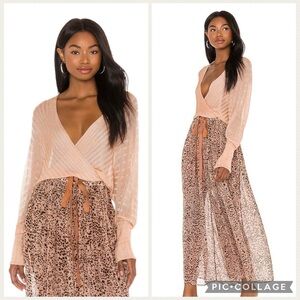 Free People Pluto Textured Wrap Top • Rose Wire Combo • Size XS • NWT